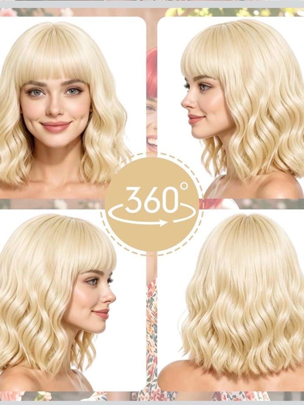 NWOT Blonde Wavy Bob Wig with Bangs